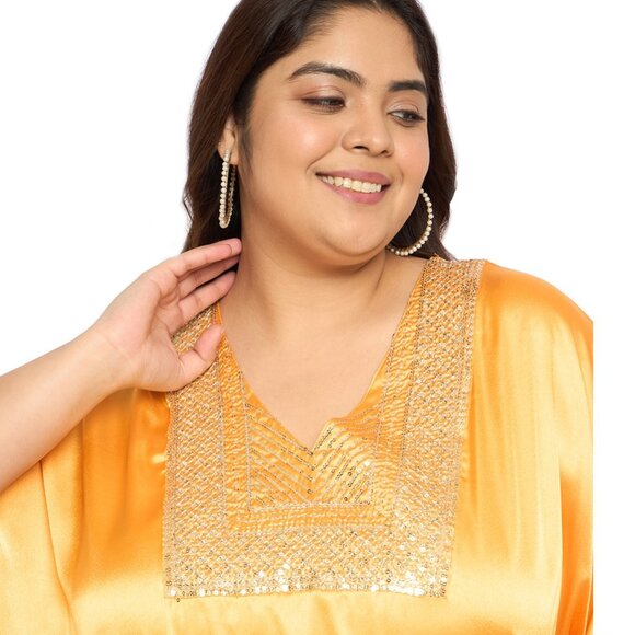 Gypsie Blu Women Stylish Kaftan Dress Plus Size Satin Sequences Wedding Gown - Picture 6 of 7